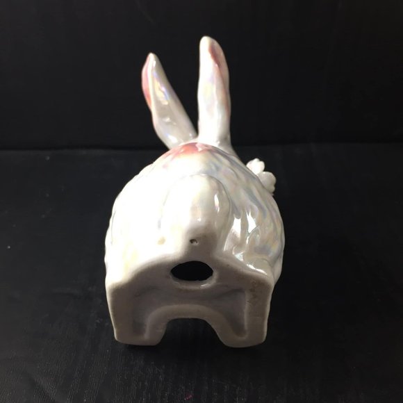 Vintage Ceramic irridescent Bunny Rabbit with Flowers - Picture 4 of 4